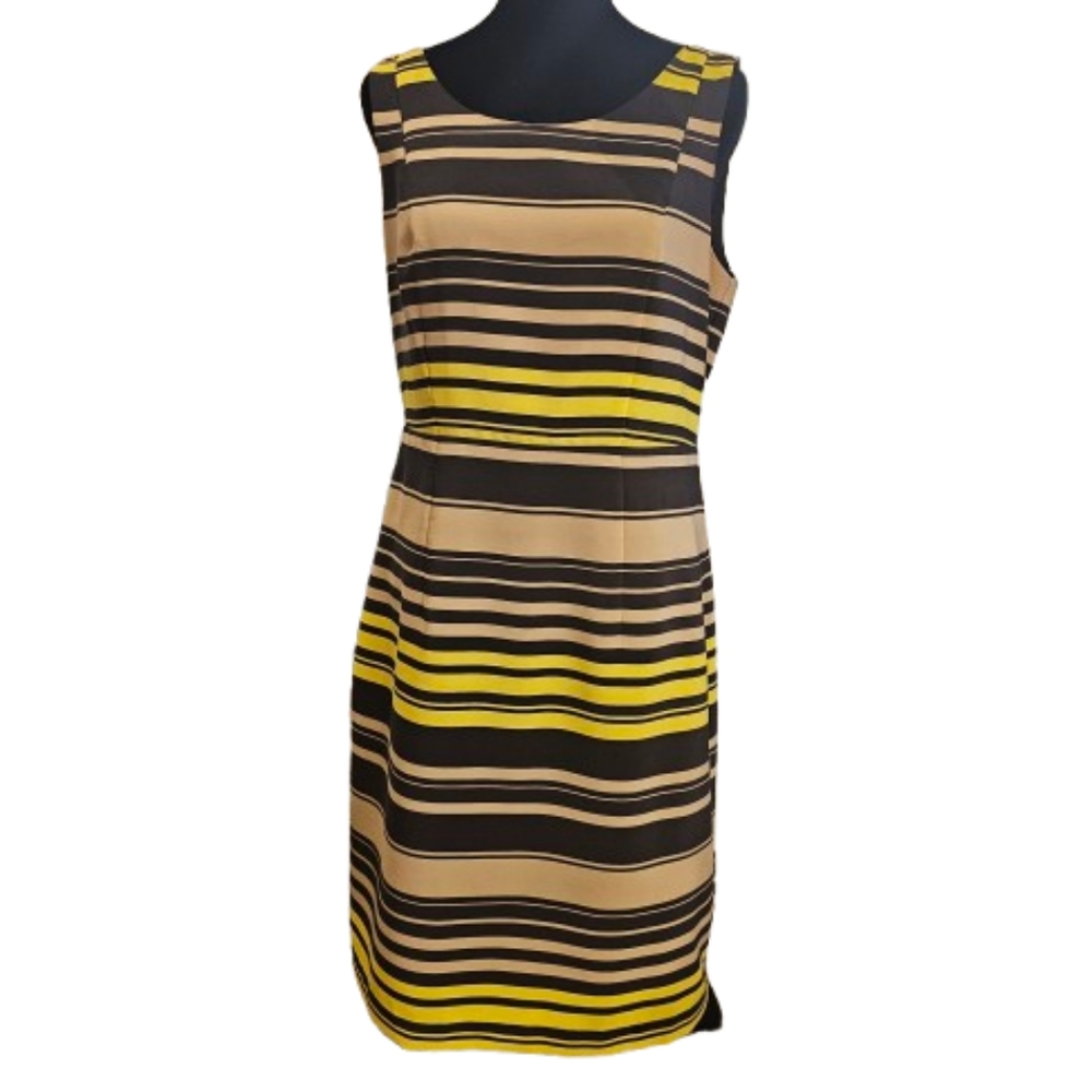 The Limited Brown/Yellow Striped Shift Dress
